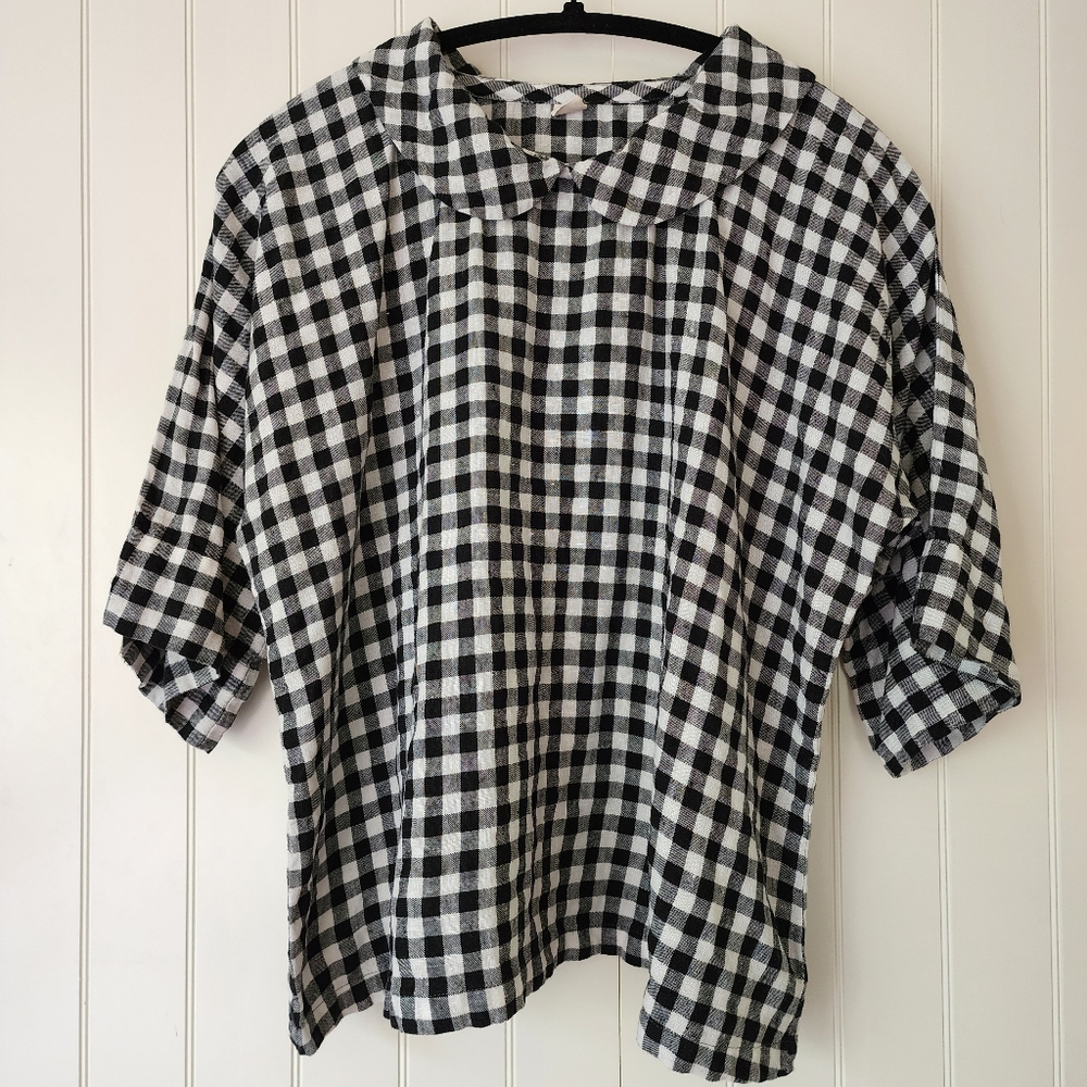 LINENBEE Gingham Linen Top~M